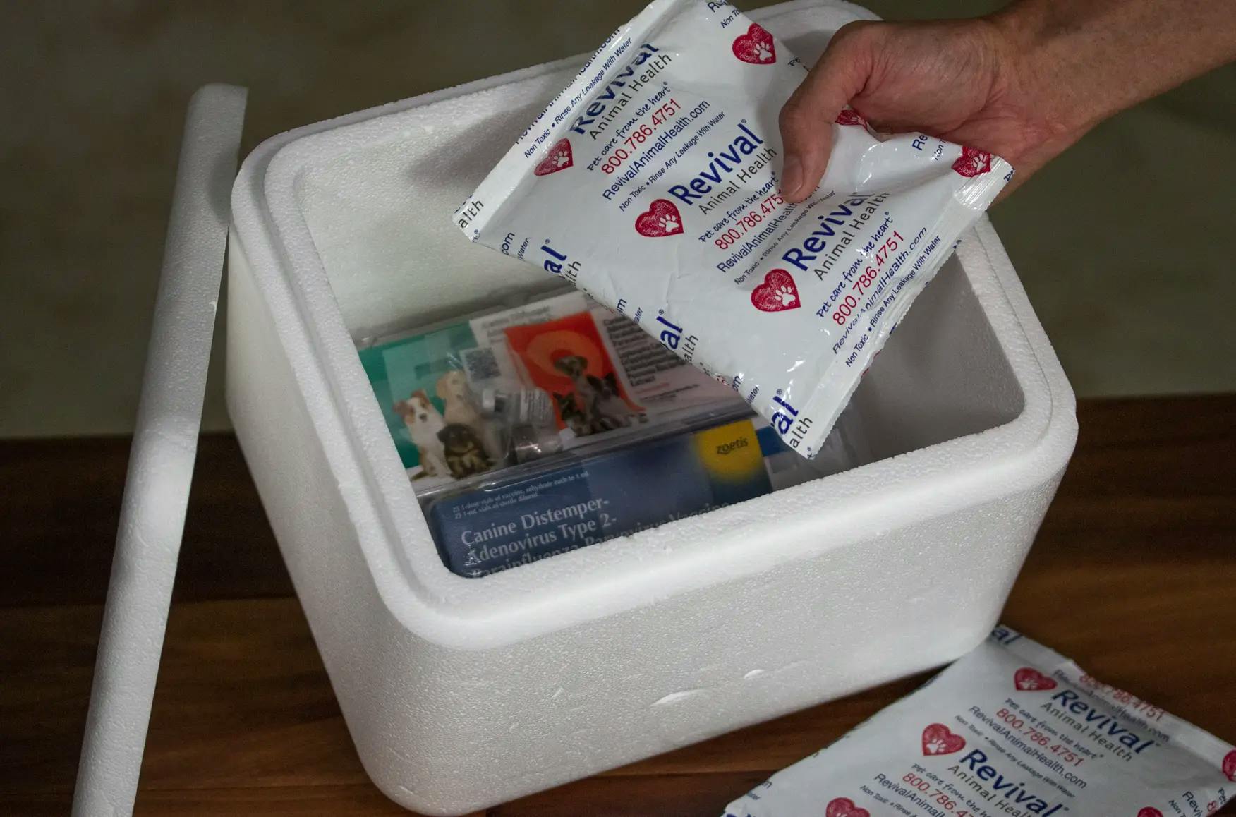 Revival antibacterial wipes taken out of styrofoam container