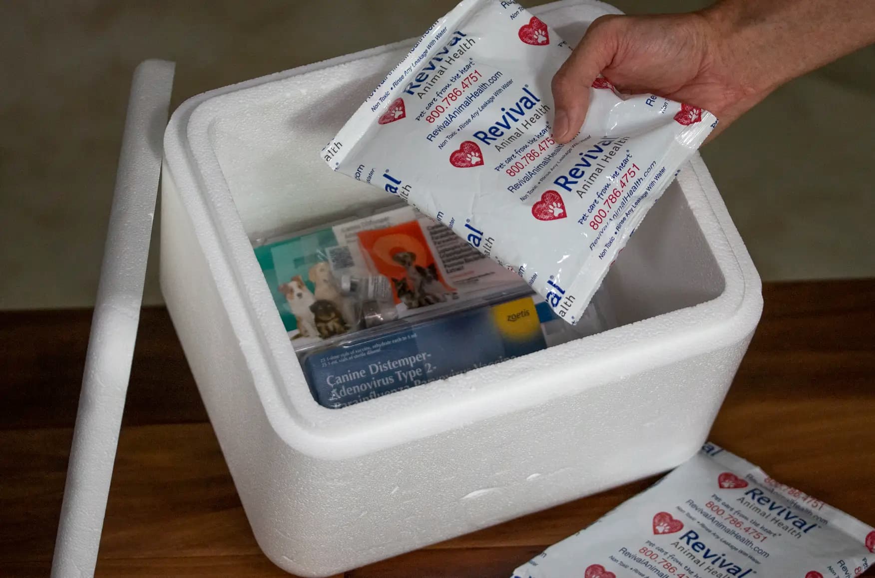 Revival antibacterial wipes taken out of styrofoam container