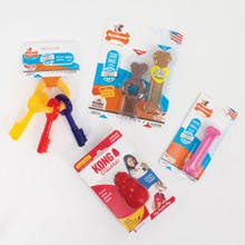 Puppy Toy Bundle with Nylabone® Puppy Chew Dental Bone, Kong® Classic, Nylabone® Puppy Keys-X-Small and Nylabone® Twin Pack Ring Flexi-Petite