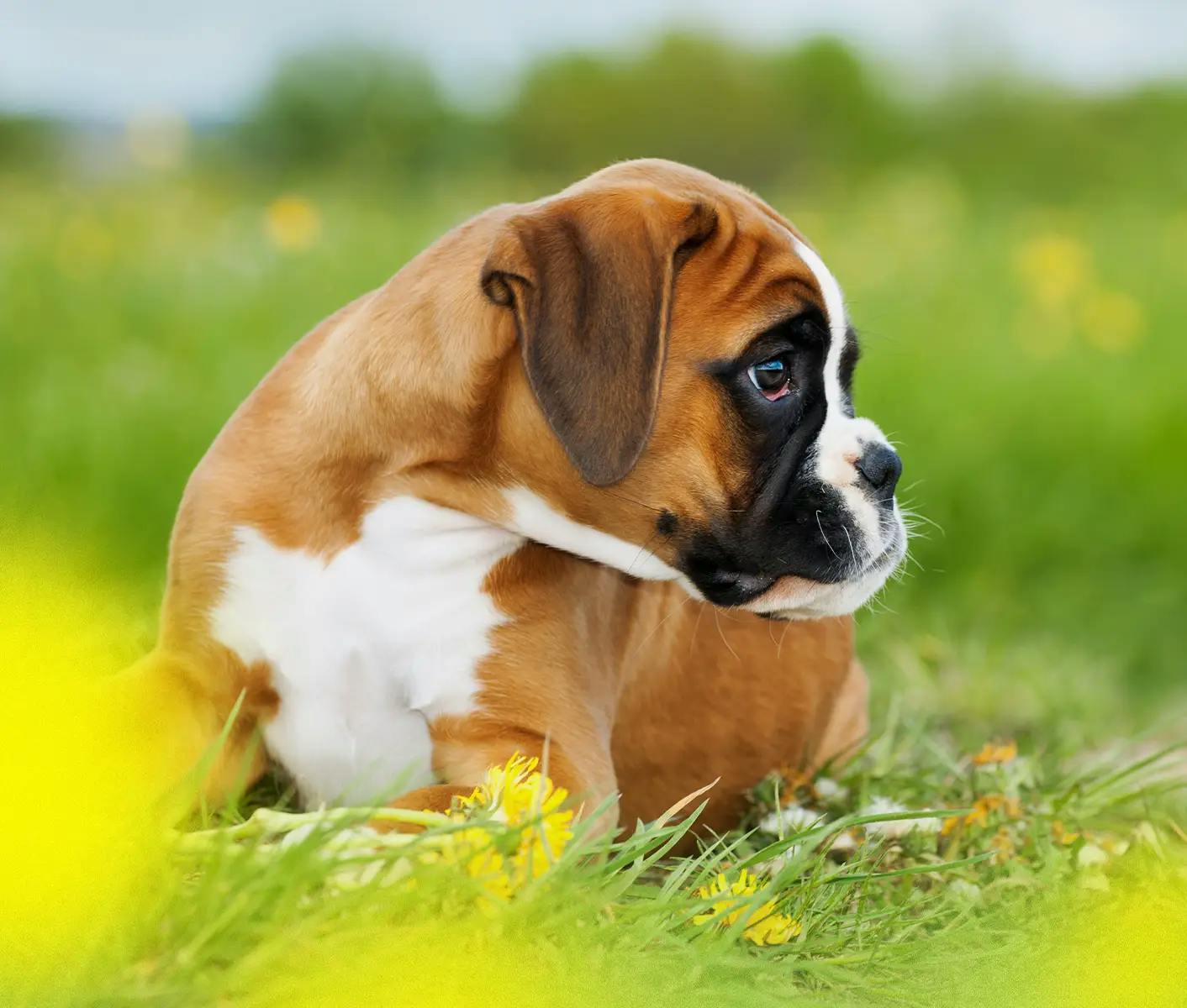 boxer dog in grass