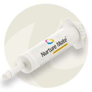 White calibrated tube with label wrapped around for Nurture Mate